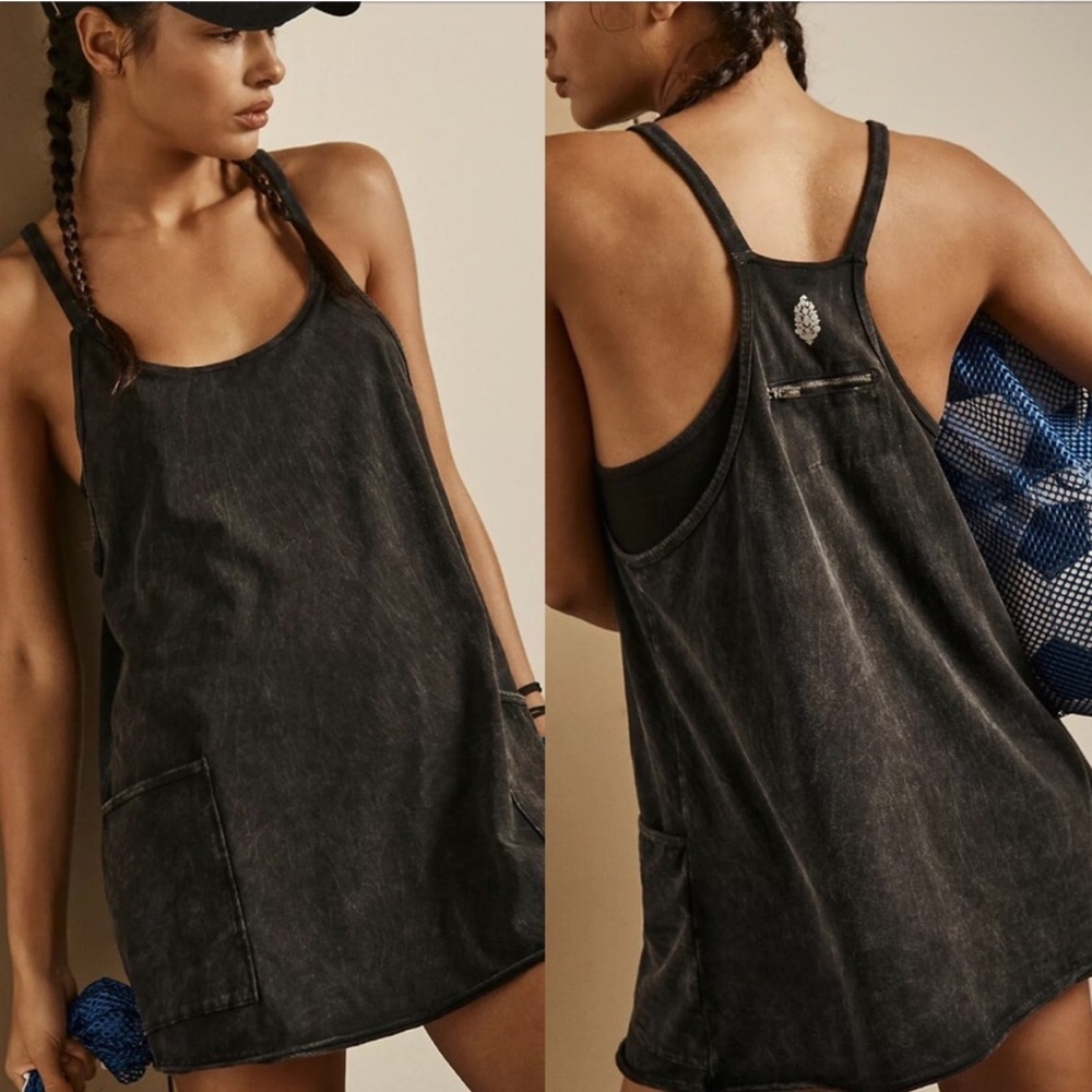 Free People Hot Shot Black Mini Dress with Attached Shorts